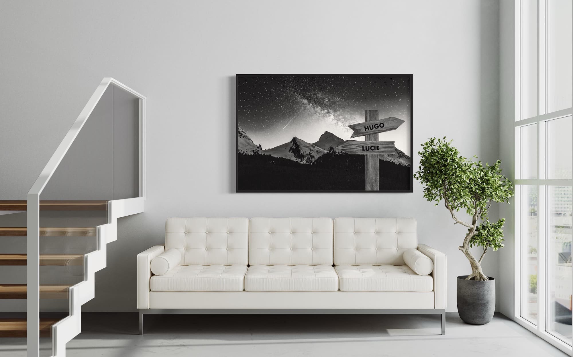 accrocher-tableau-escalier